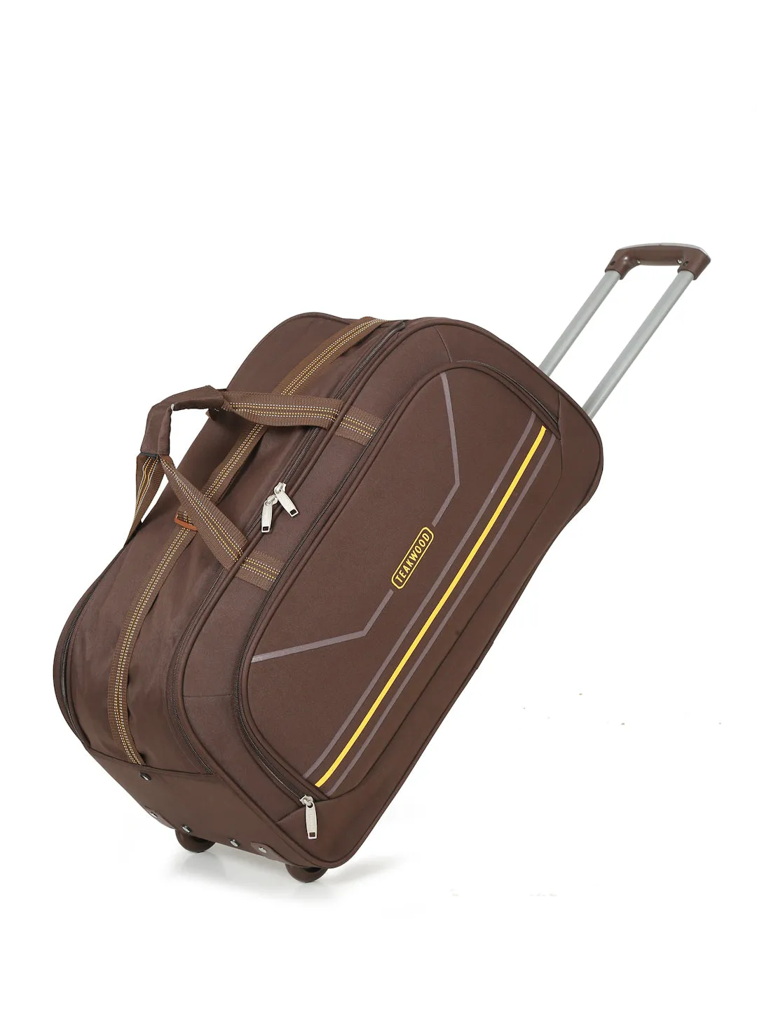 Brown Printed Large Duffel Trolley Bag
