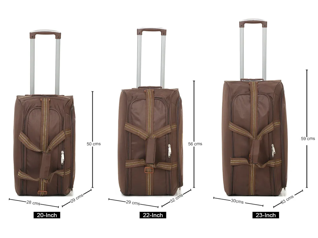 Brown Printed Large Duffel Trolley Bag