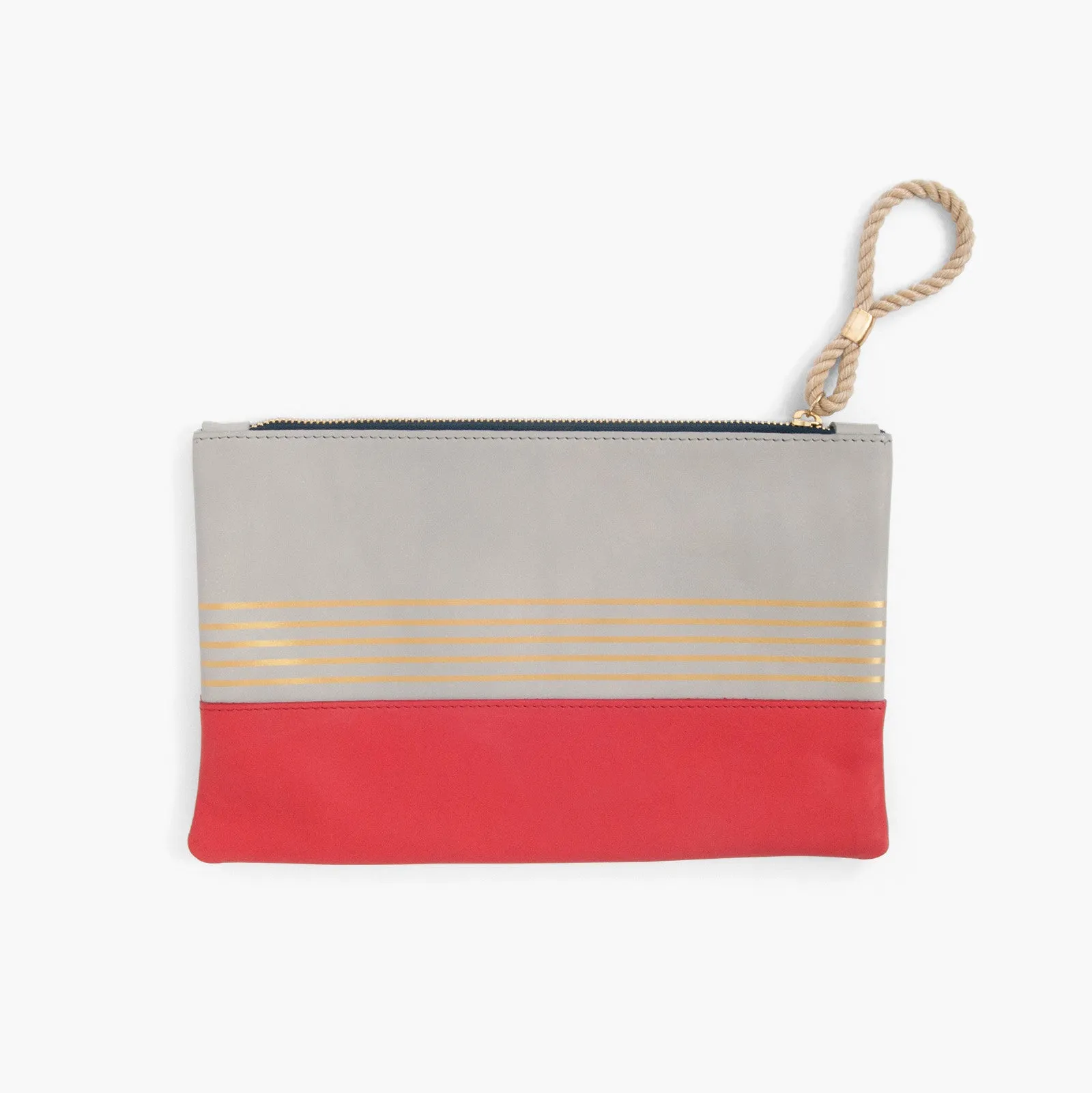 Buoy block clutch in Gull Gray   Coral Red