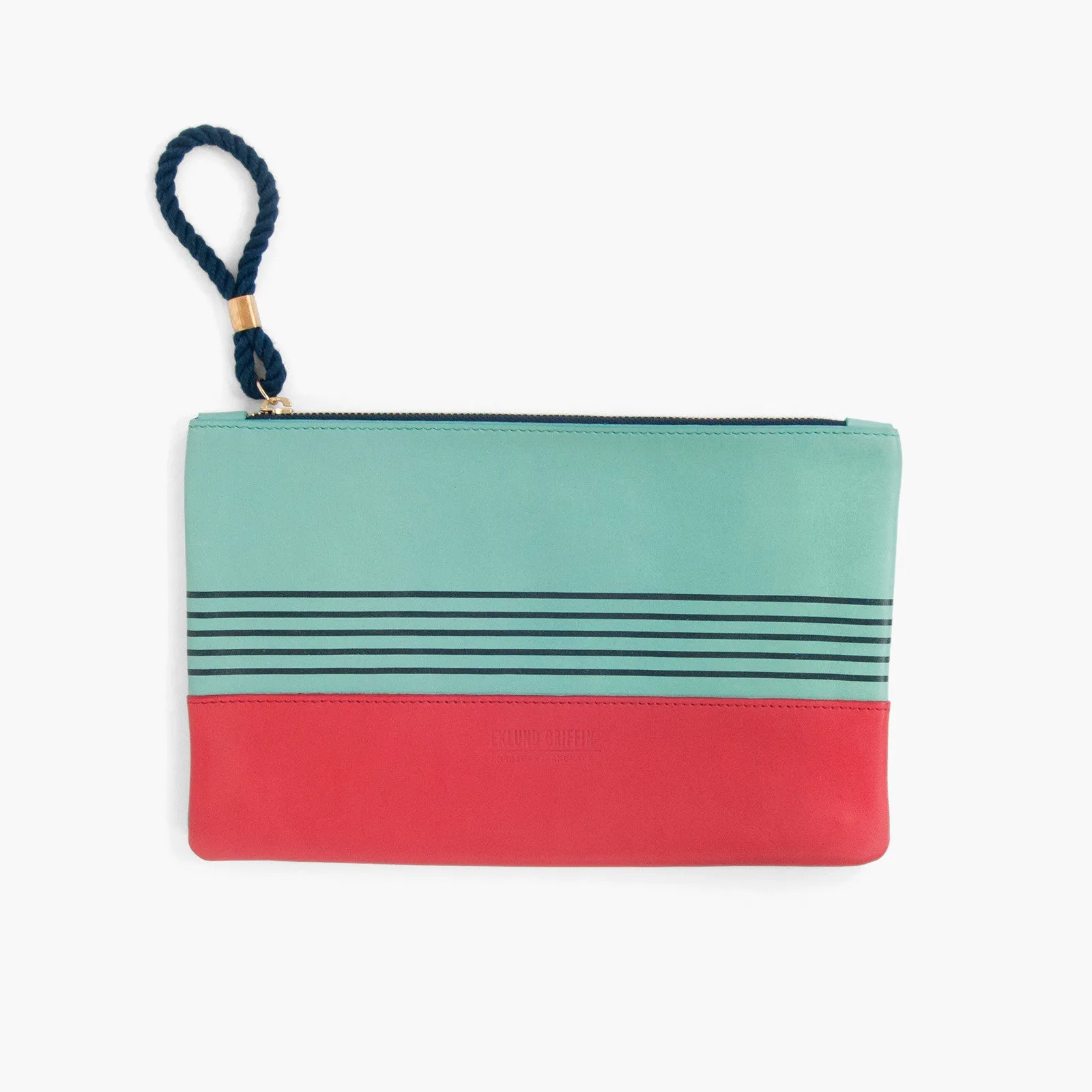 Buoy Block Clutch in Tidal Teal   Coral Red