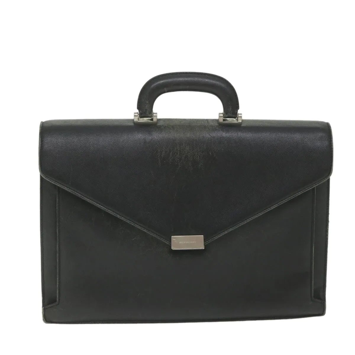 BURBERRY Briefcase Leather Black Auth 58915