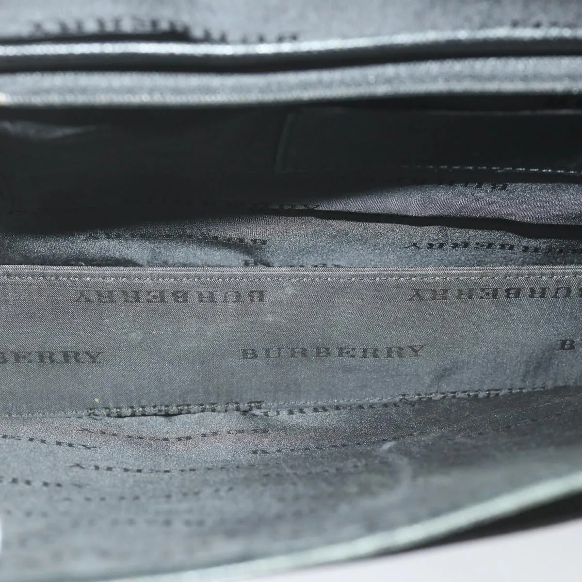 BURBERRY Briefcase Leather Black Auth 58915