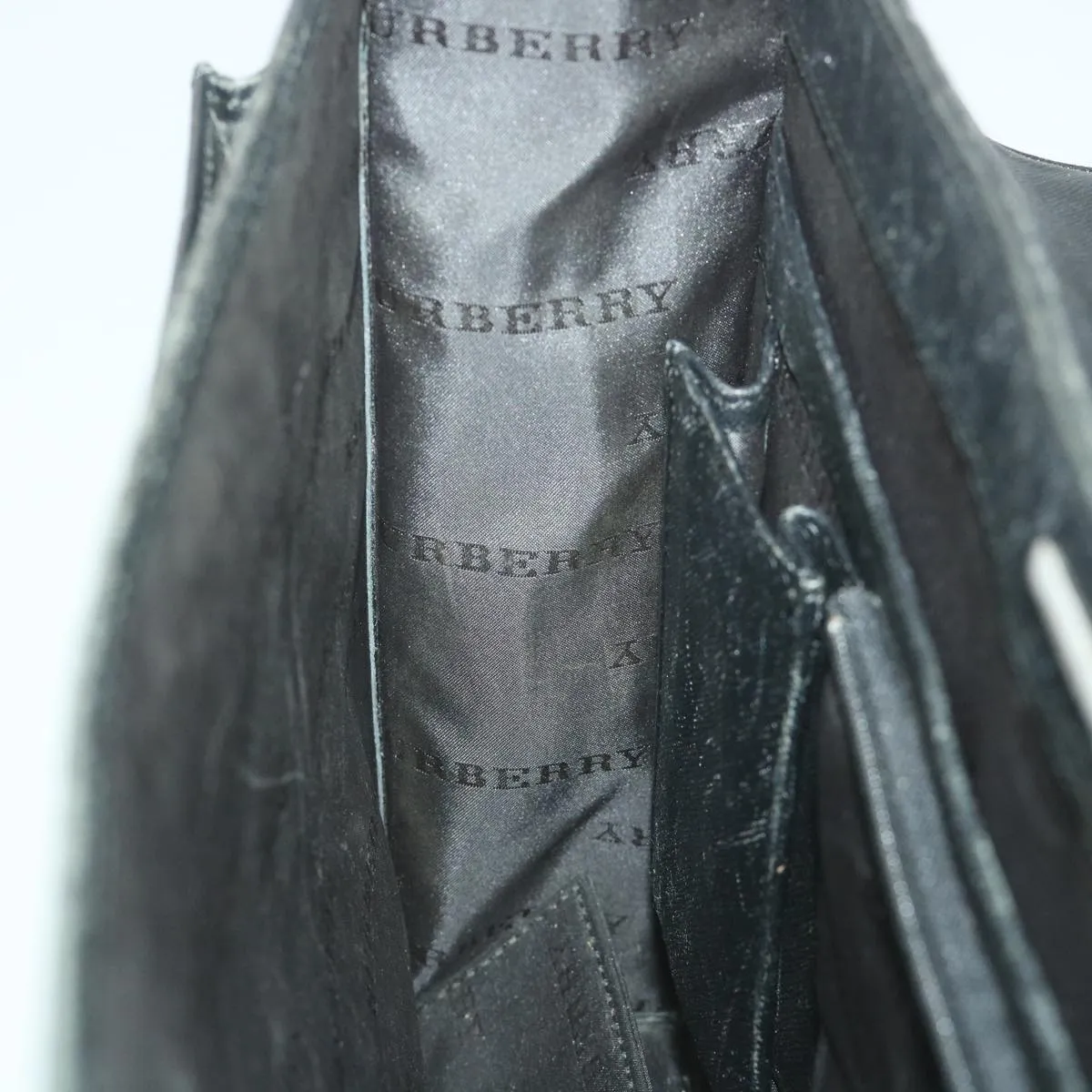 BURBERRY Briefcase Leather Black Auth 58915