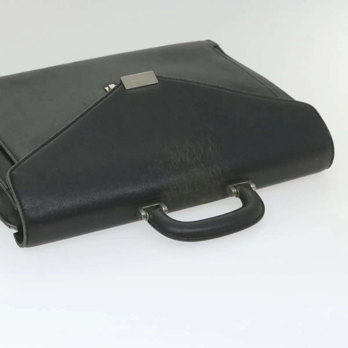 BURBERRY Briefcase Leather Black Auth 58915
