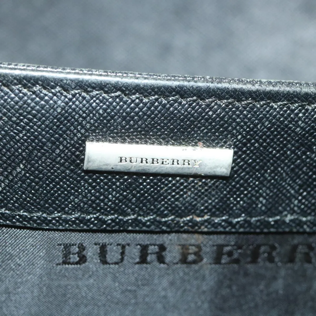 BURBERRY Briefcase Leather Black Auth 58915