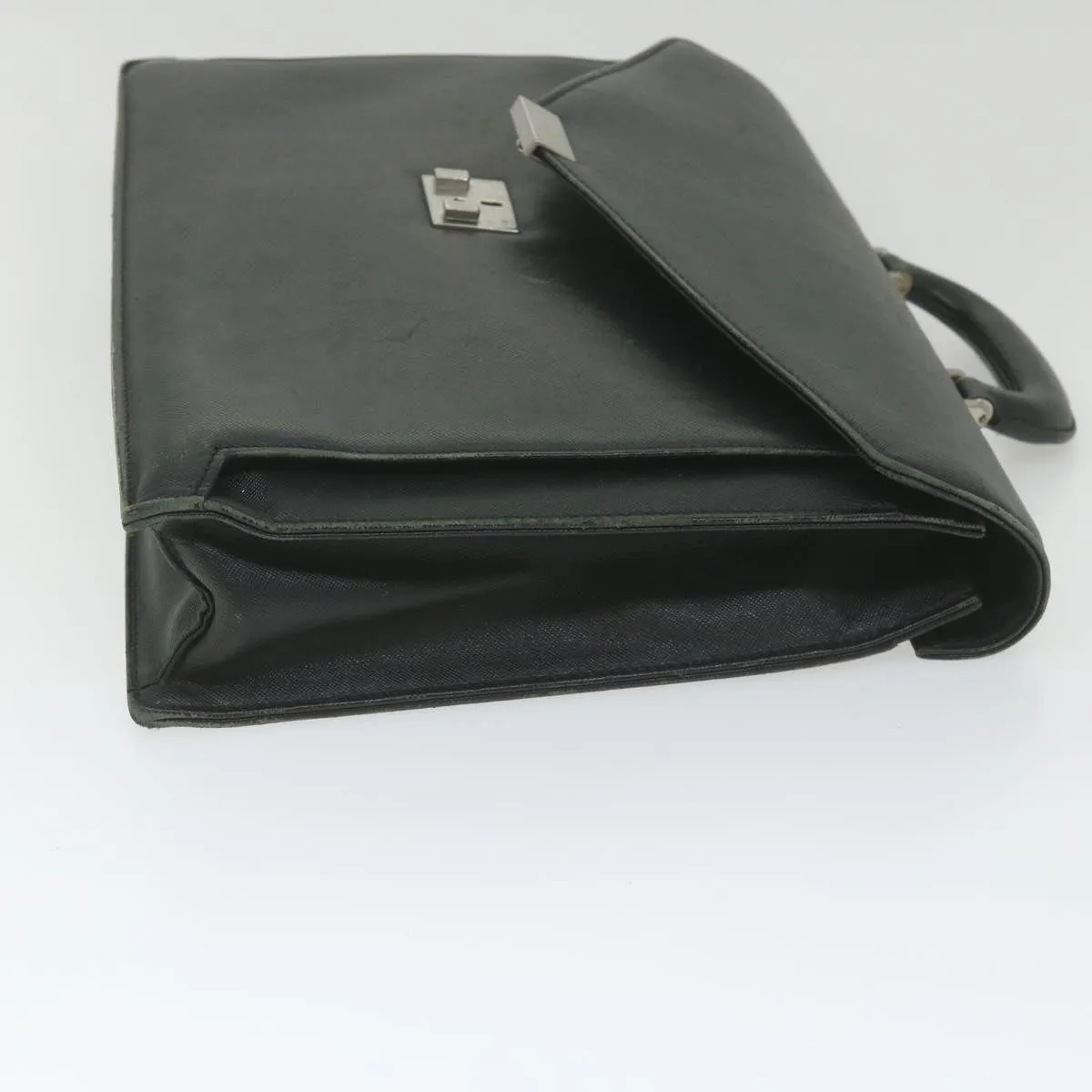 BURBERRY Briefcase Leather Black Auth 58915