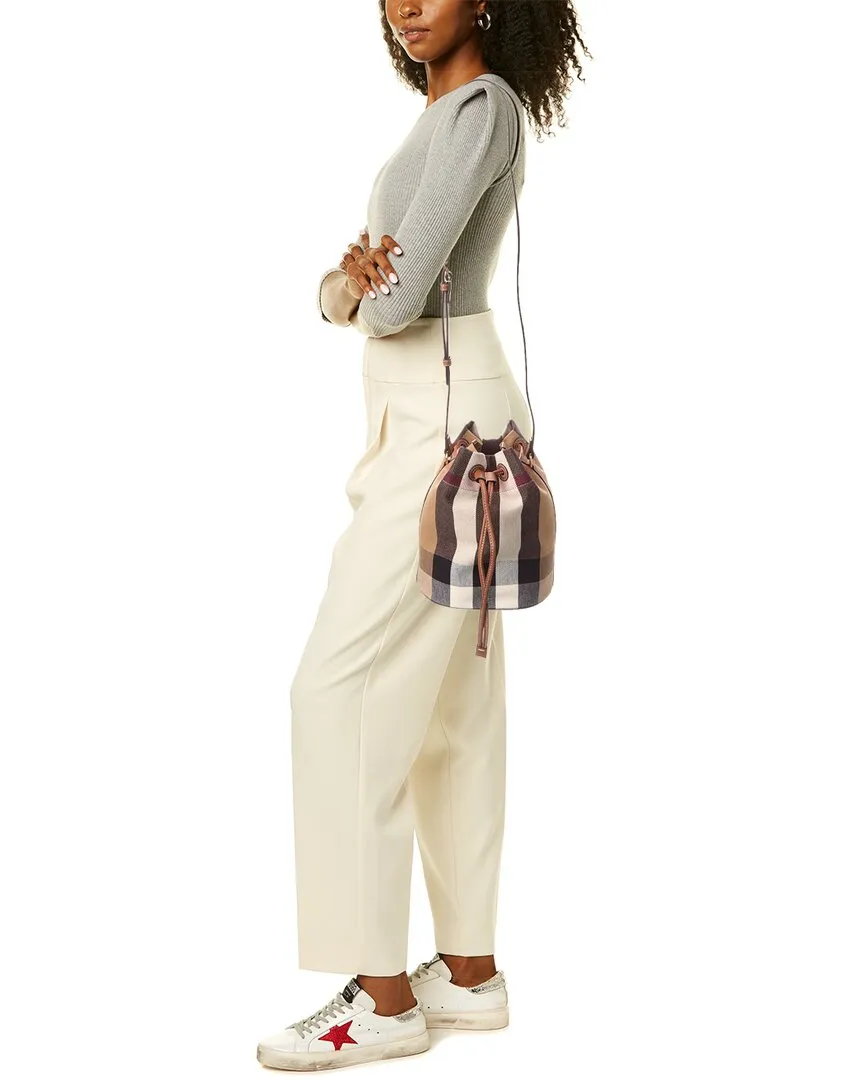 Burberry Check Canvas & Leather Bucket Bag