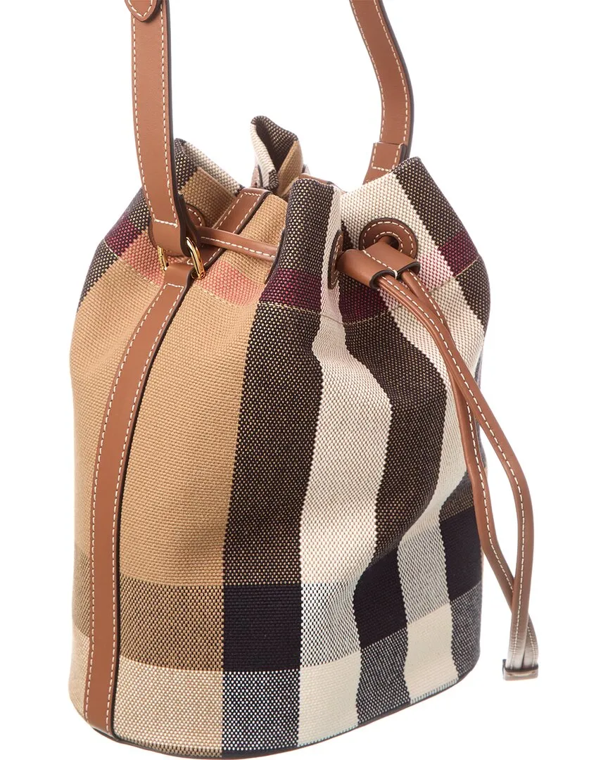 Burberry Check Canvas & Leather Bucket Bag