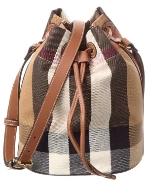 Burberry Check Canvas & Leather Bucket Bag
