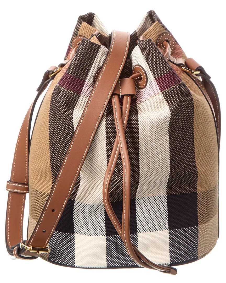 Burberry Check Canvas & Leather Bucket Bag