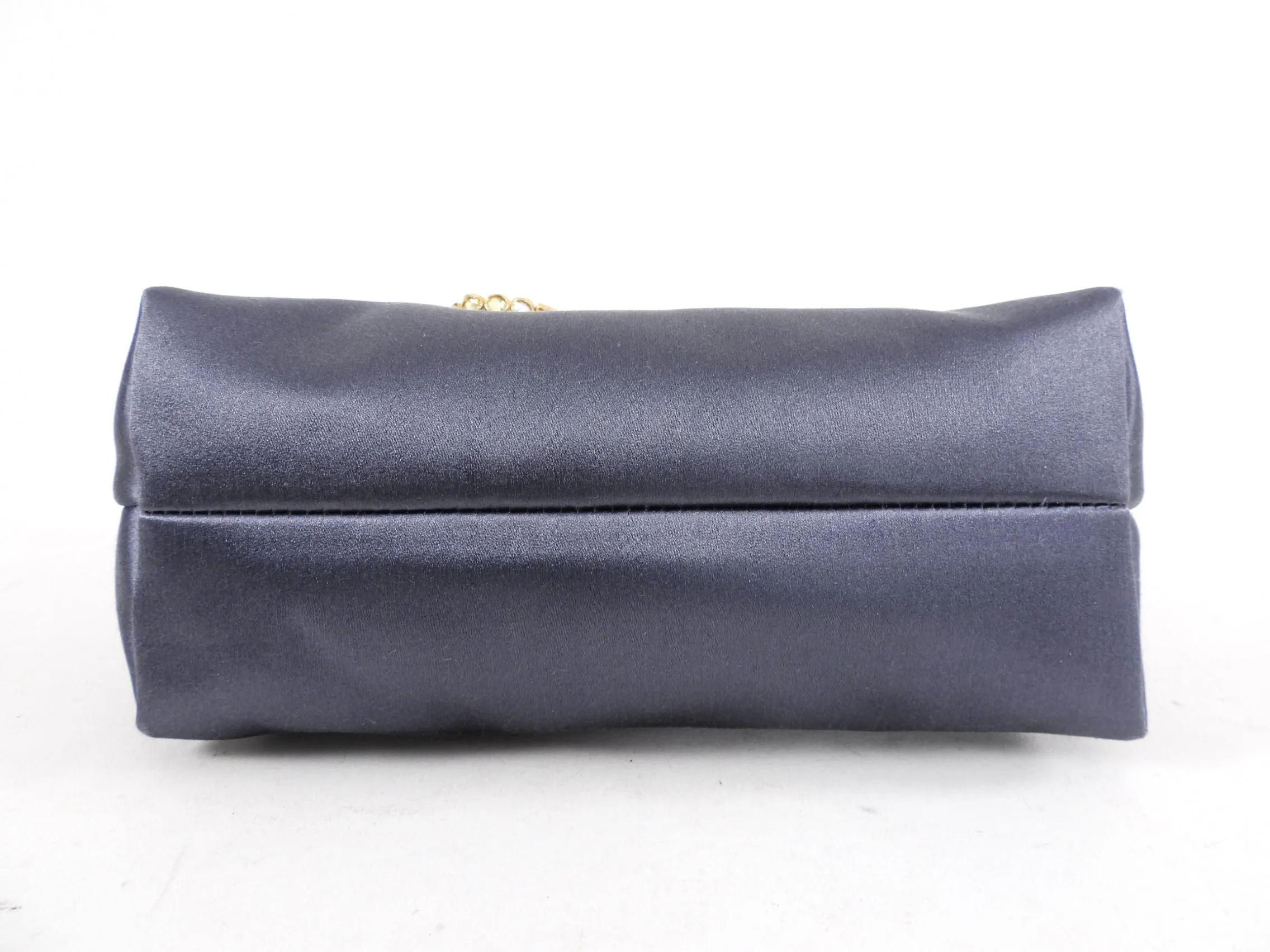 Burberry Grey Silk Satin Strass Pin Evening Clutch Bag
