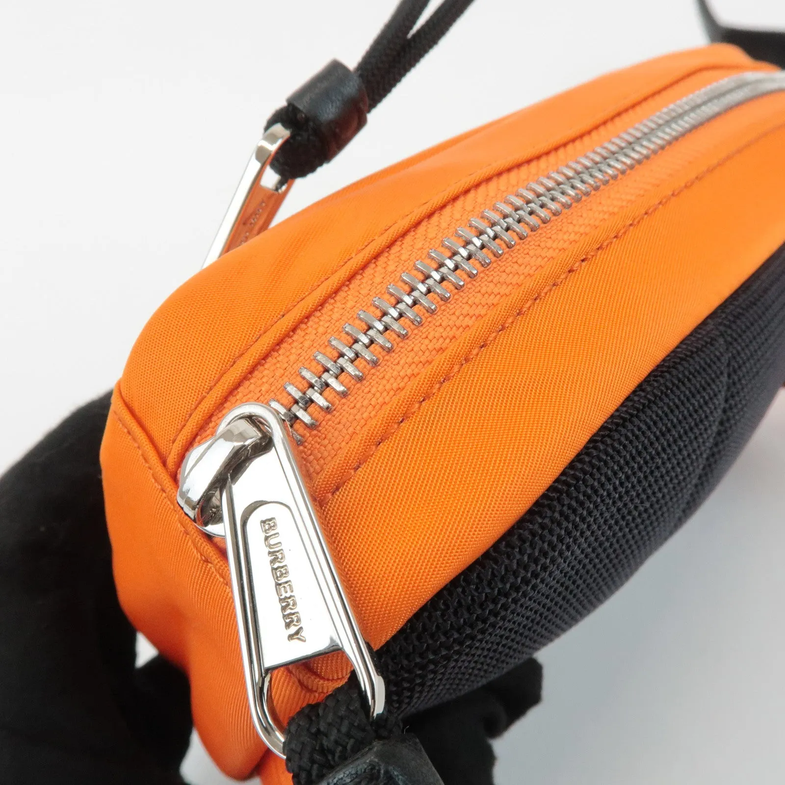 BURBERRY London Nylon Leather Waist Bag Crossbody Bag Orange Used