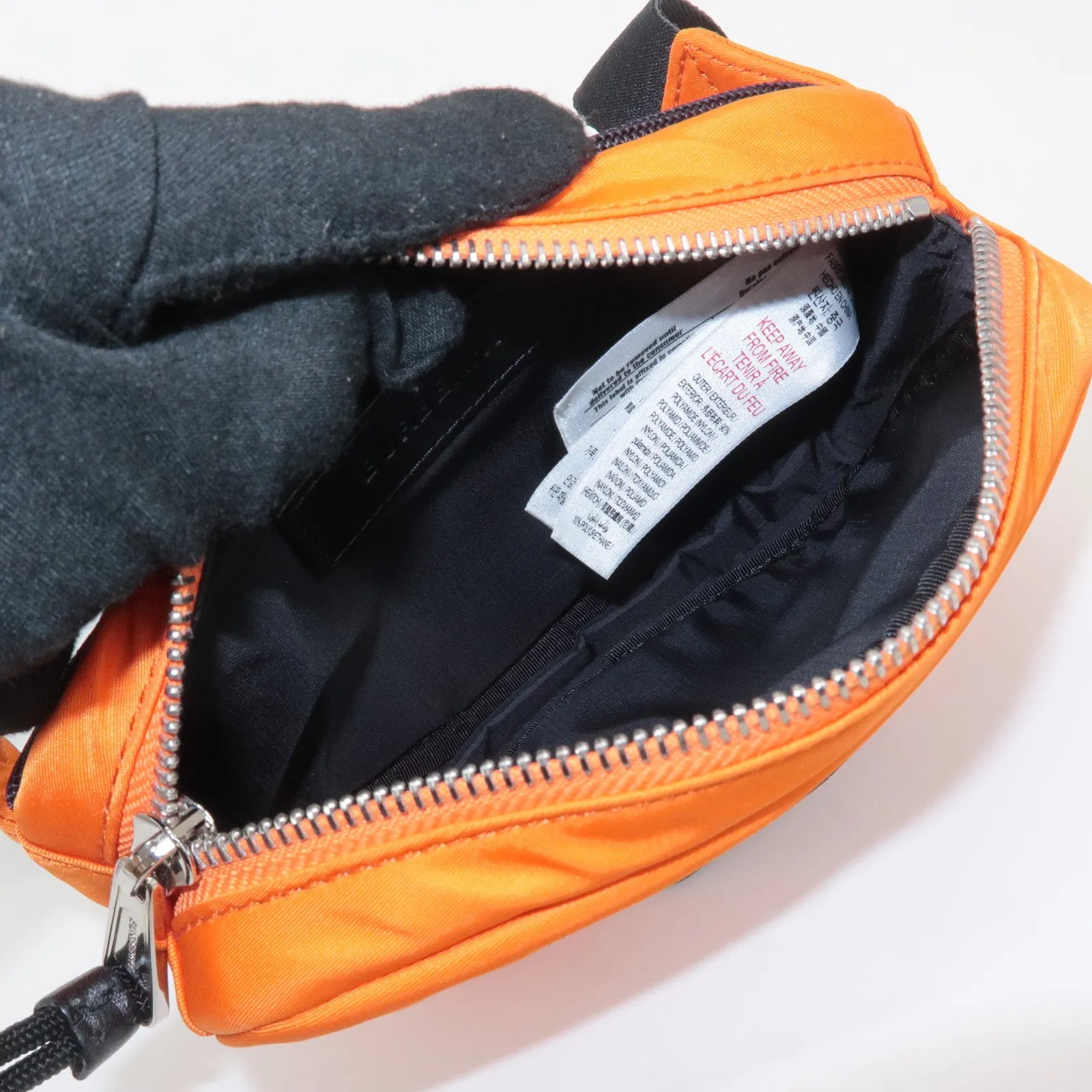 BURBERRY London Nylon Leather Waist Bag Crossbody Bag Orange Used