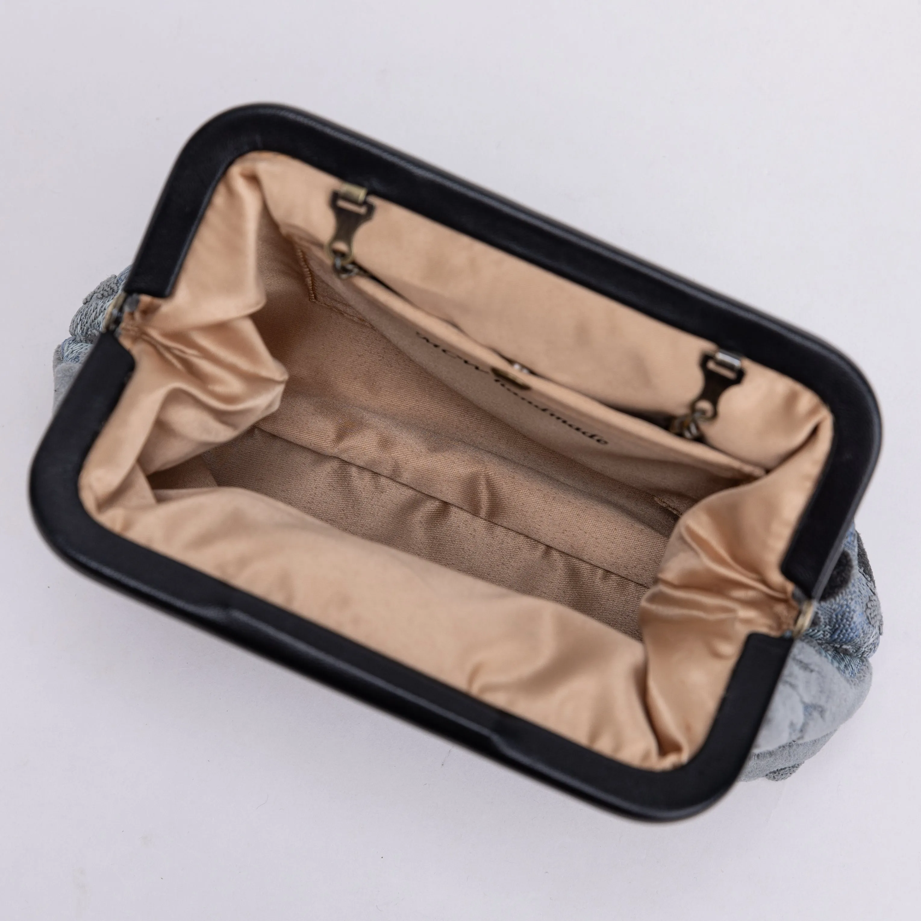 Burnout Velvet Steel Blue Alma Clutch