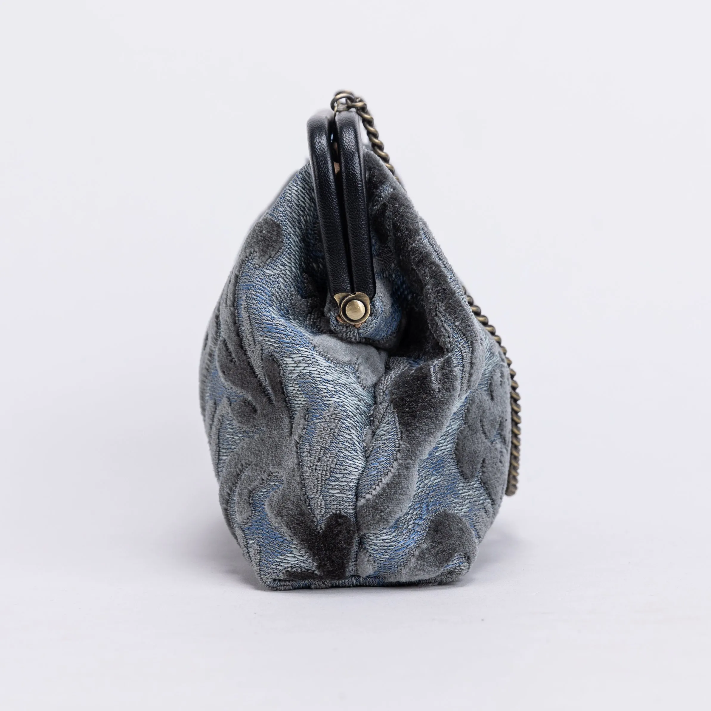 Burnout Velvet Steel Blue Alma Clutch
