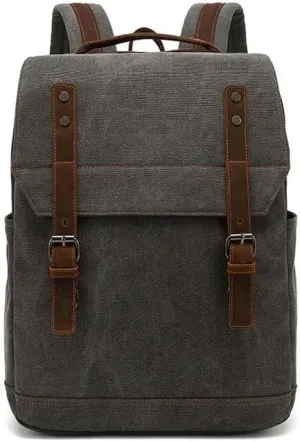 Business High Capacity Canvas Backpack Outdoor Leisure Travel Computer Bag Retro Men's Bag(D)