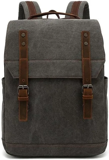 Business High Capacity Canvas Backpack Outdoor Leisure Travel Computer Bag Retro Men's Bag(D)