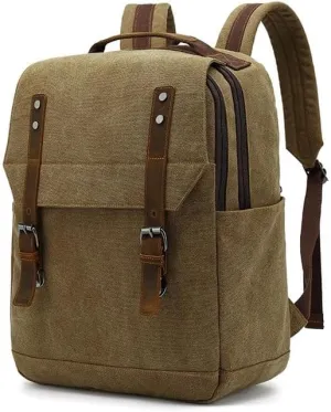 Business High Capacity Canvas Backpack Outdoor Leisure Travel Computer Bag Retro Men's Bag(E)