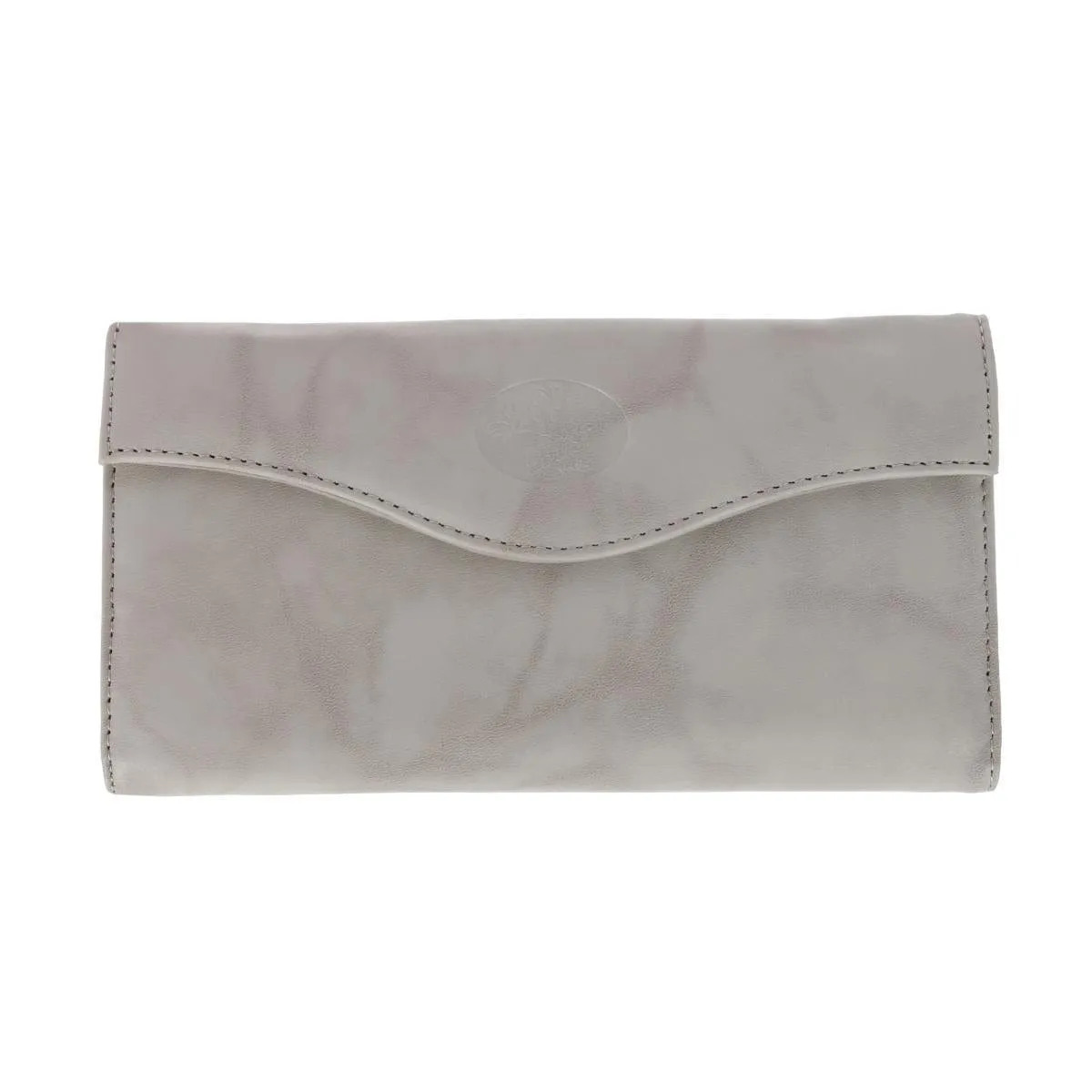 Buxton Women's Leather Long Bifold Organizer Wallet with Floral Emboss