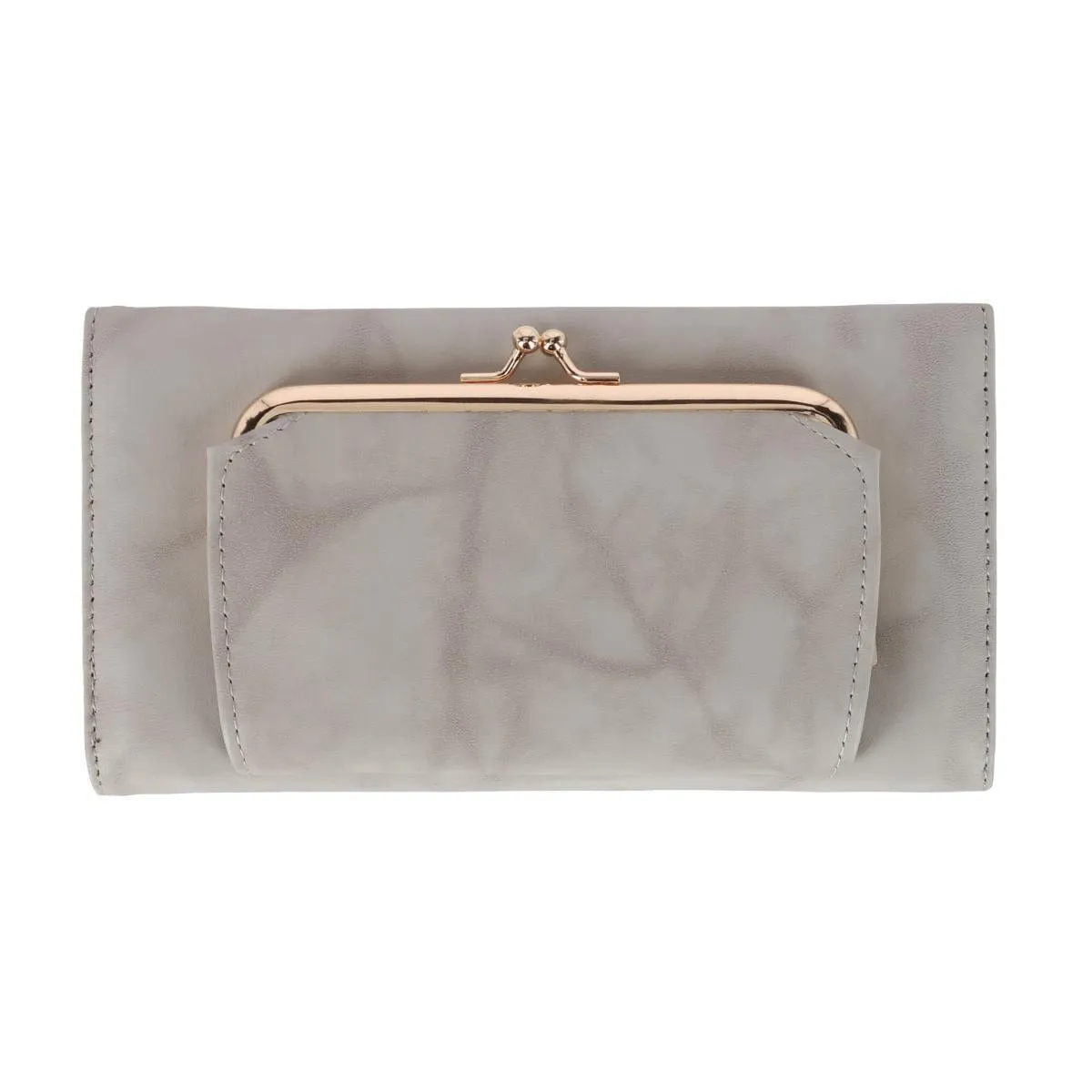 Buxton Women's Leather Long Bifold Organizer Wallet with Floral Emboss