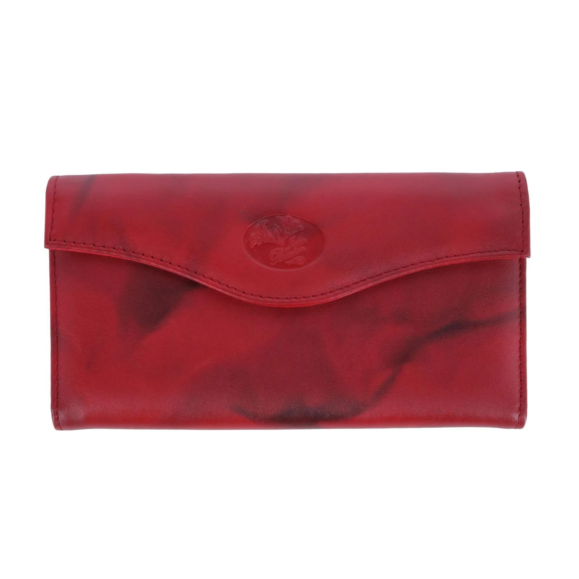 Buxton Women's Leather Long Bifold Organizer Wallet with Floral Emboss
