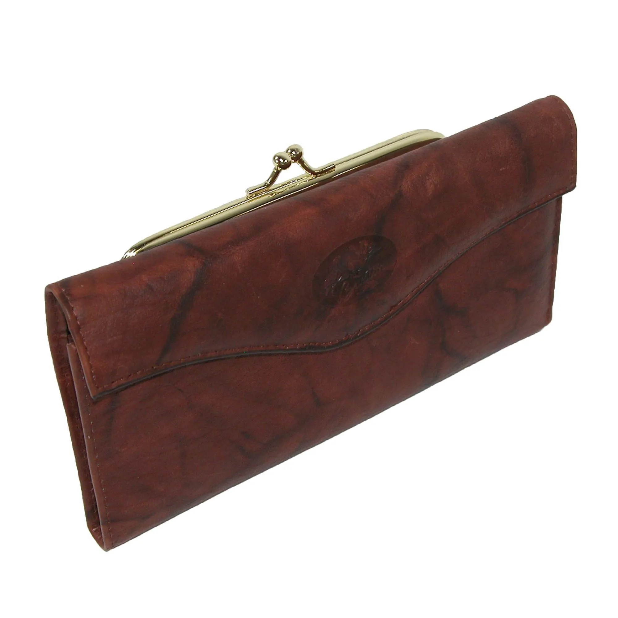 Buxton Women's Leather Long Bifold Organizer Wallet with Floral Emboss