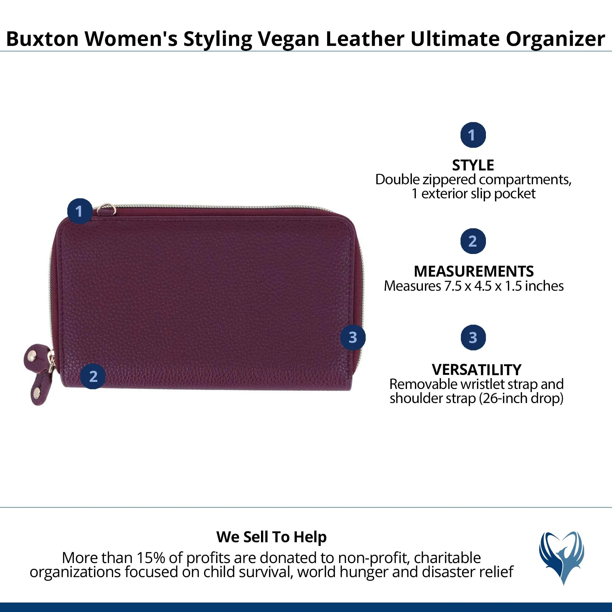 Buxton Women's Styling Vegan Leather Ultimate Organizer