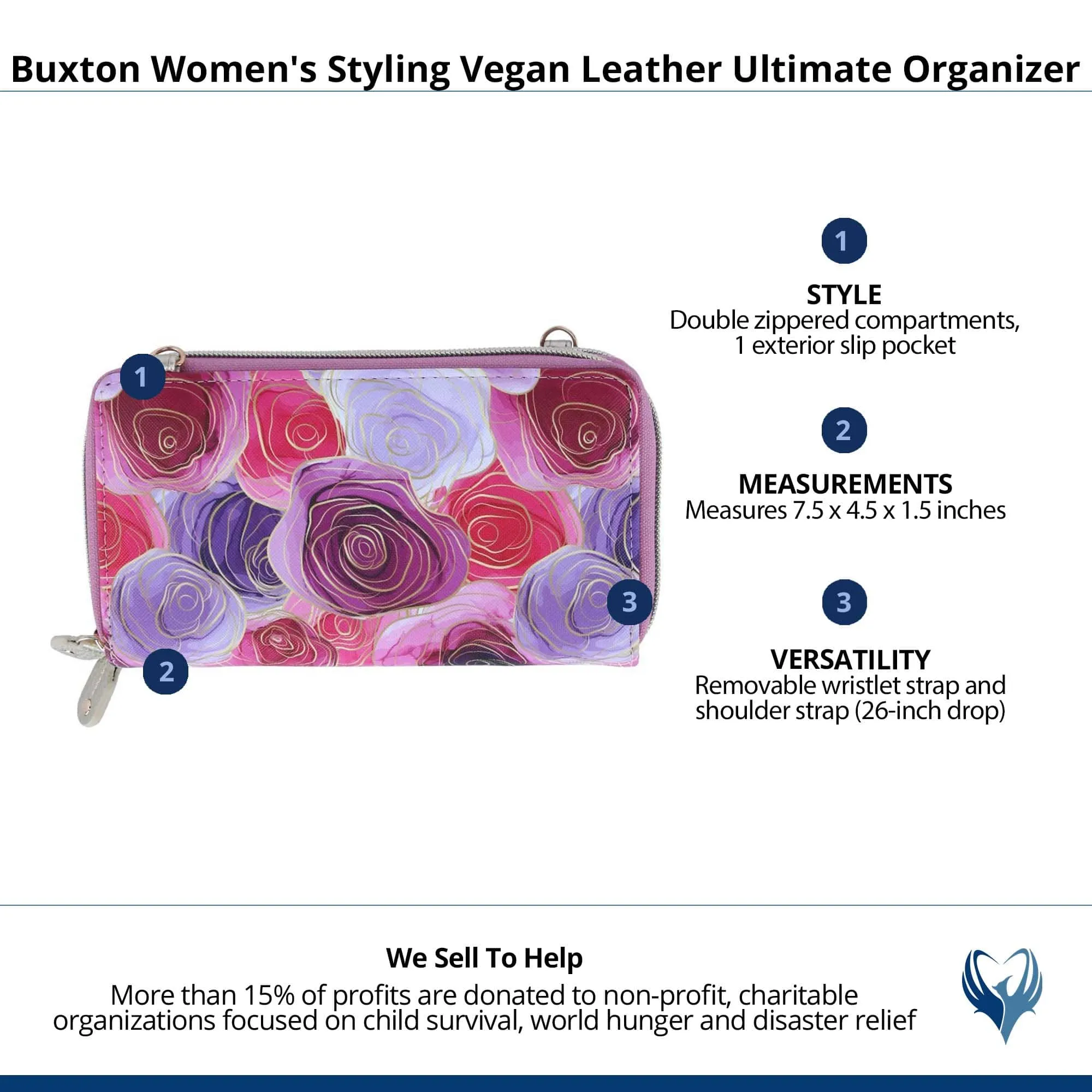 Buxton Women's Styling Vegan Leather Ultimate Organizer