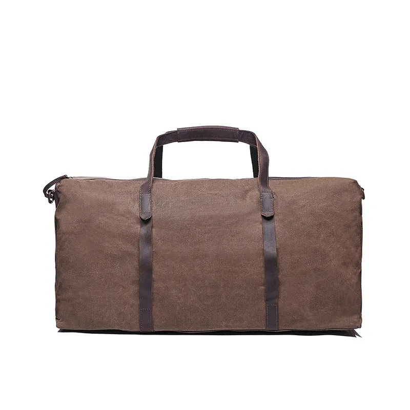 Canvas Leather Overnight Bag Waterproof Canvas Duffle Bag Crossbody Travel Bag