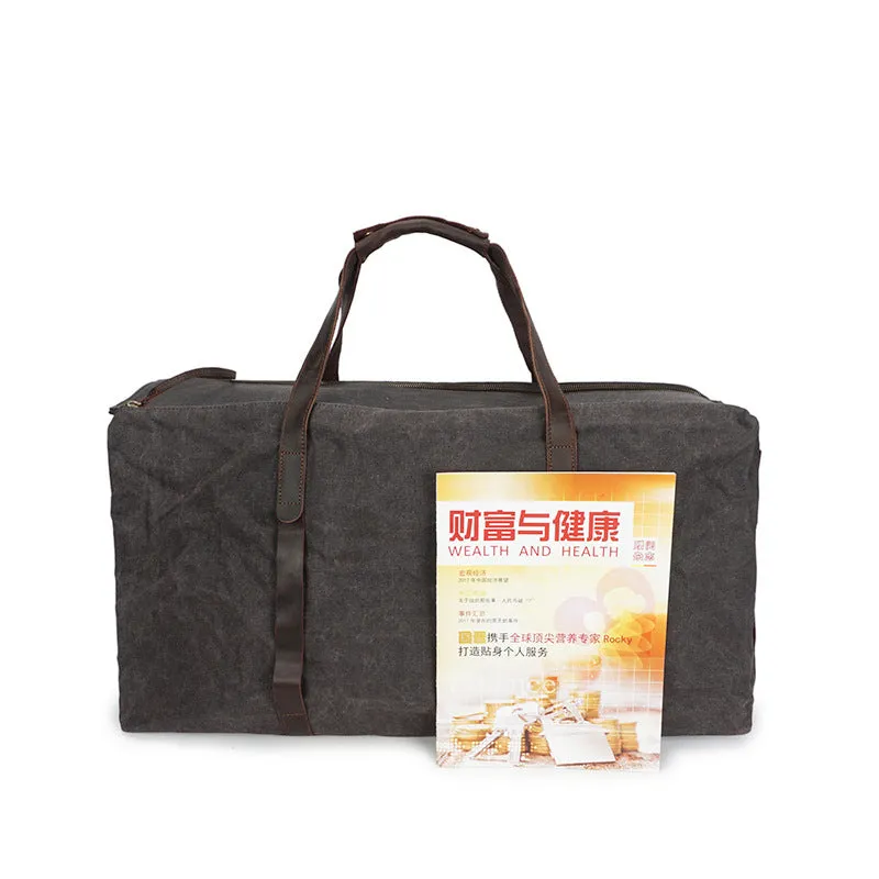 Canvas Leather Overnight Bag Waterproof Canvas Duffle Bag Crossbody Travel Bag