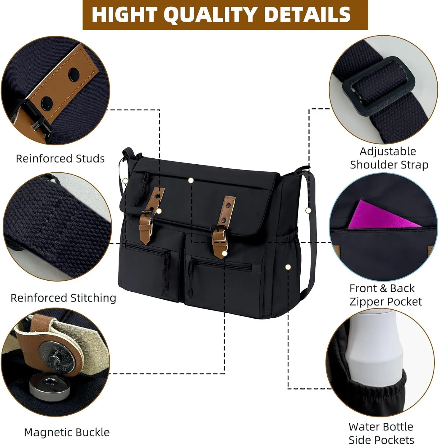 Canvas Messenger Bag for Men Women,Crossbody Shoulder Bag Travel Messenger Canvas Shoulder Work Daily Vintage