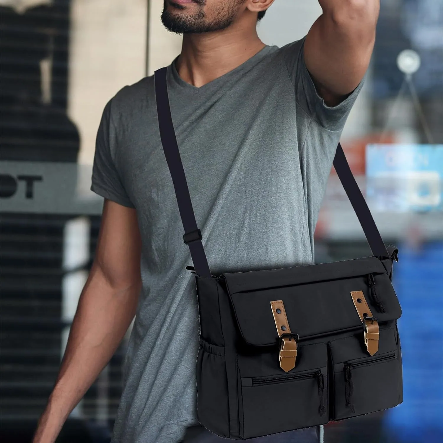 Canvas Messenger Bag for Men Women,Crossbody Shoulder Bag Travel Messenger Canvas Shoulder Work Daily Vintage