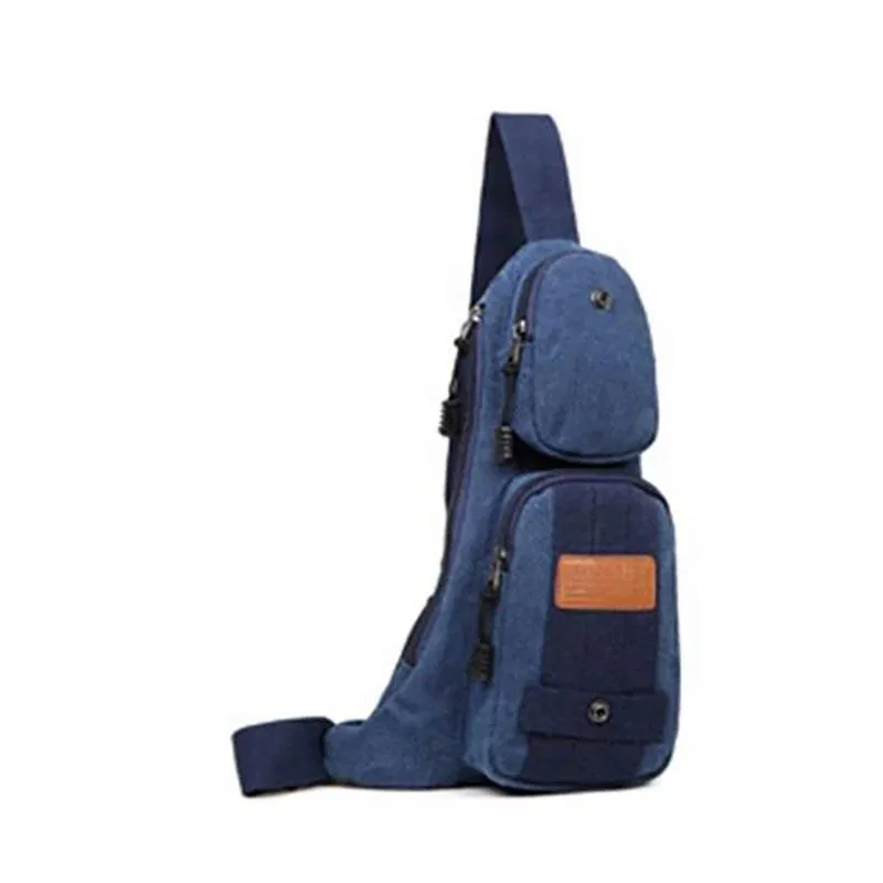 Canvas Shoulder Bag with Multiple Compartments
