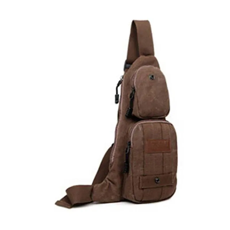 Canvas Shoulder Bag with Multiple Compartments