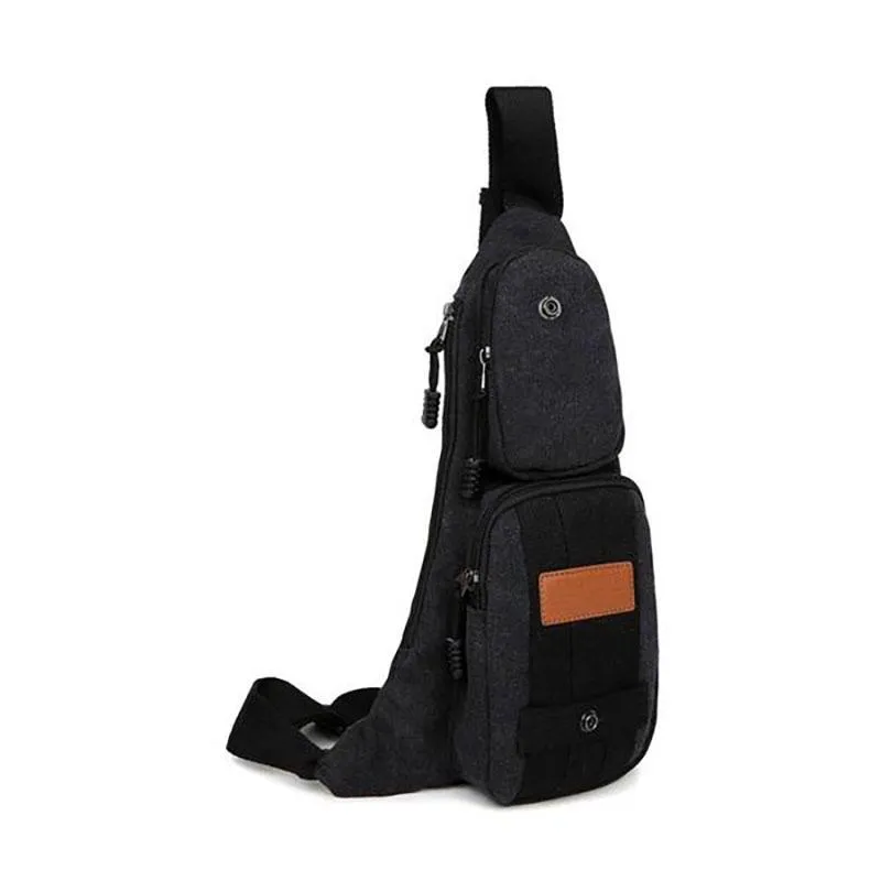 Canvas Shoulder Bag with Multiple Compartments