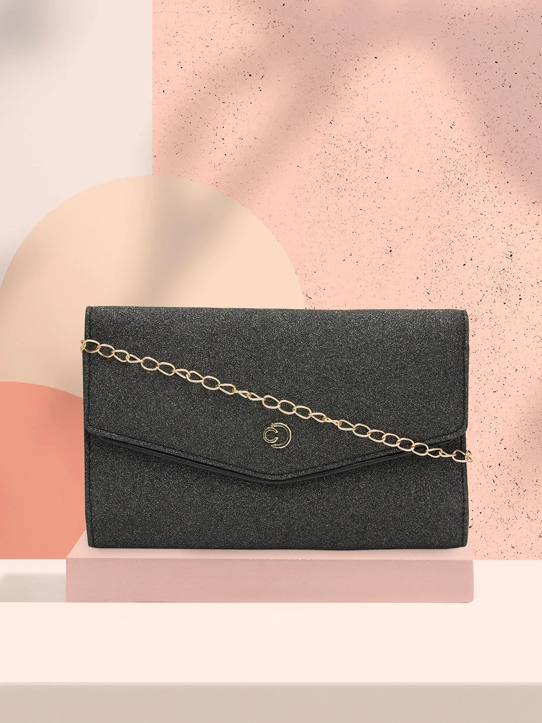 Caprese Junie Flapover Clutch Large Black