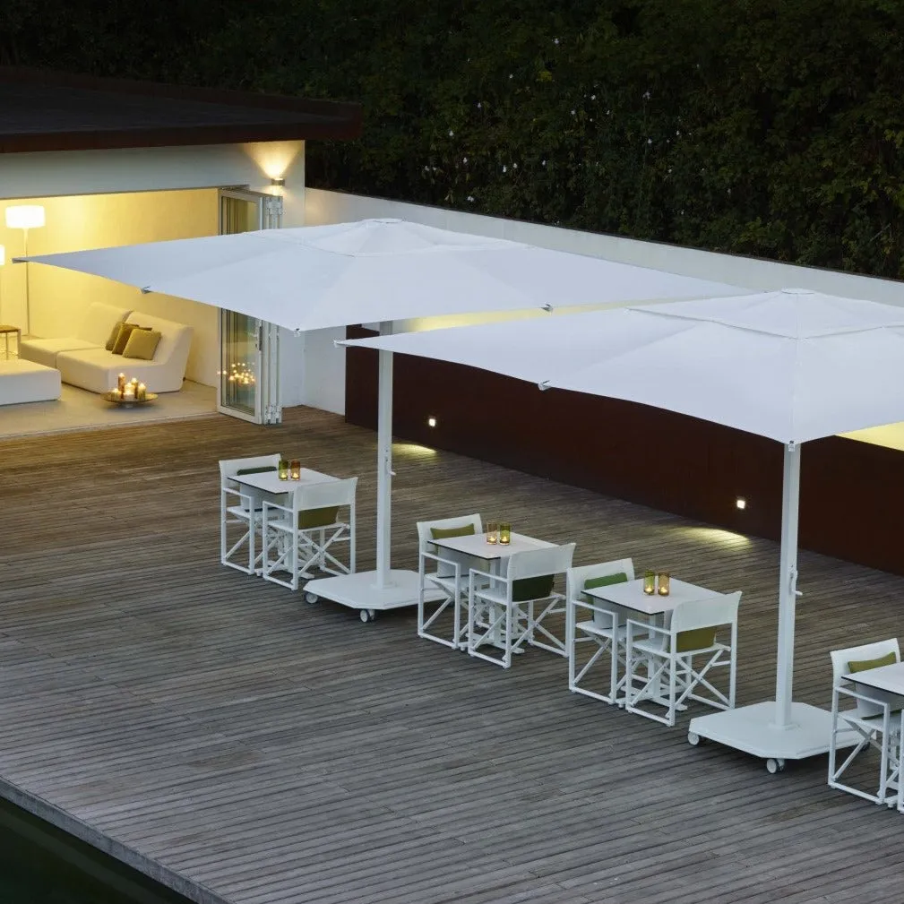 Carectere JCP-201 Square 4m x 4m Large Centre Pole Commercial Parasol with Wheeled 158kg Parasol Base