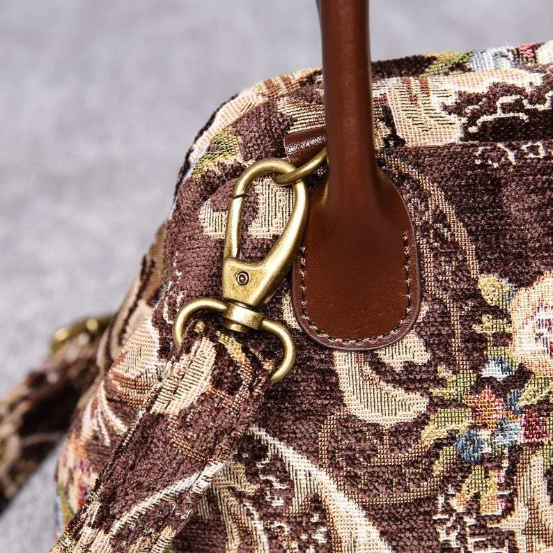Carpet Handbag Floral Coffee