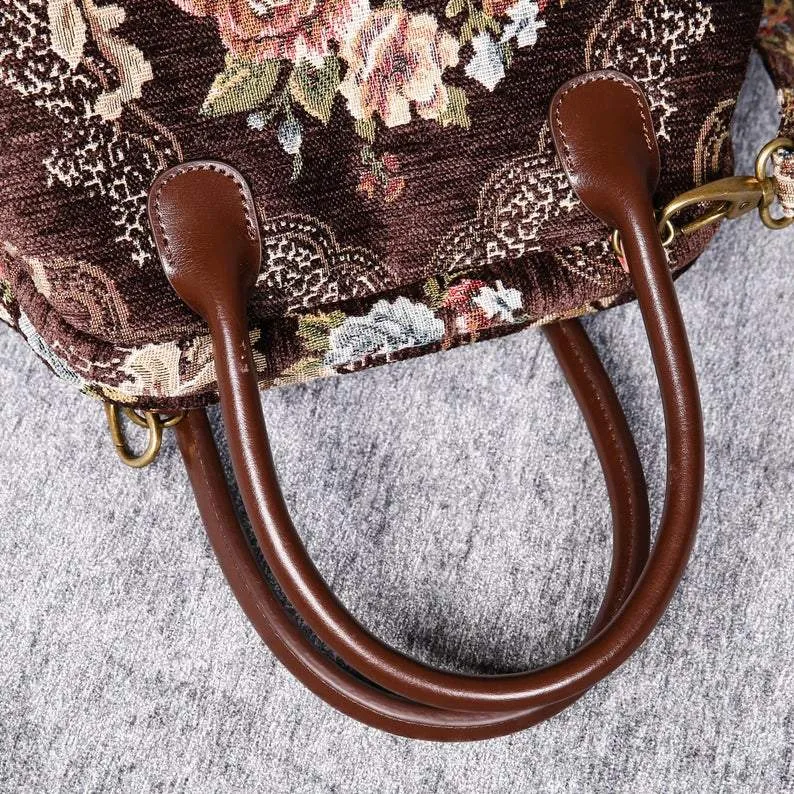 Carpet Handbag Floral Coffee