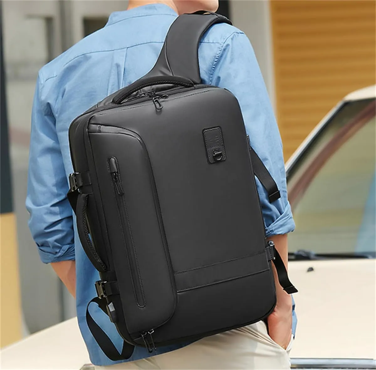 Carry On Luggage 22x14x9 Airline Approved Expandable, Expandable Travel Backpack Largecapacity Vacuum Compression Bag (Black,Backpack With Air Pump)