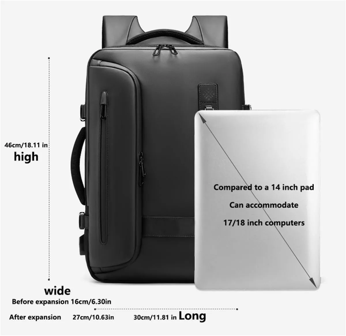 Carry On Luggage 22x14x9 Airline Approved Expandable, Expandable Travel Backpack Largecapacity Vacuum Compression Bag (Black,Backpack With Air Pump)