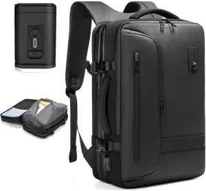 Carry On Luggage 22x14x9 Airline Approved Expandable, Expandable Travel Backpack Largecapacity Vacuum Compression Bag (Black,Backpack With Air Pump)