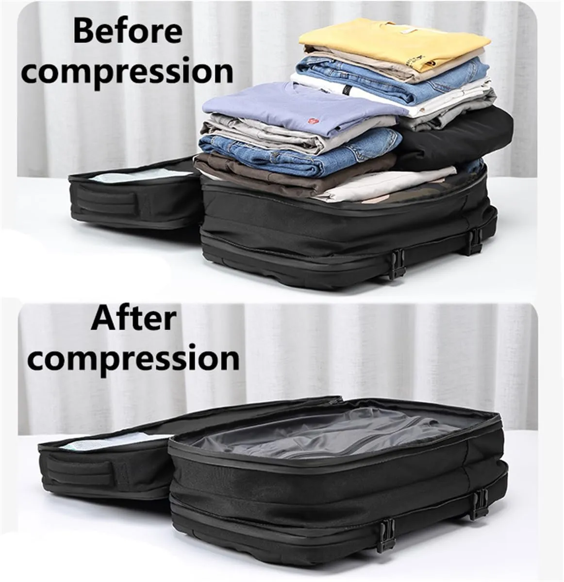 Carry On Luggage 22x14x9 Airline Approved Expandable, Expandable Travel Backpack Largecapacity Vacuum Compression Bag (Black,Backpack With Air Pump)