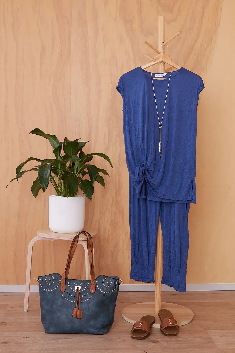 Carson Tote Bag & Clutch  - Blue