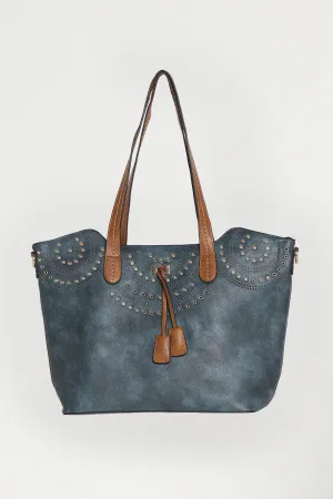 Carson Tote Bag & Clutch  - Blue