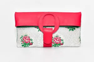 Casablanca Foldover Clutch - Pink - Green
