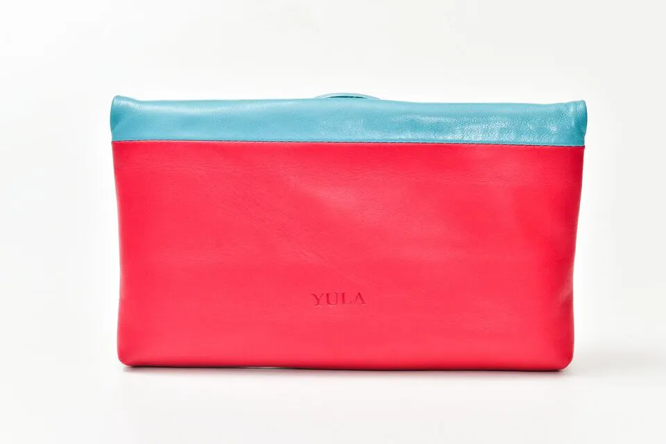 Casablanca Foldover Clutch - Turquoise - Pink