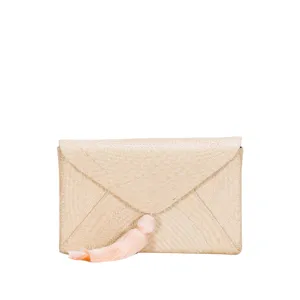 Cassia Straw Clutch Bag in White