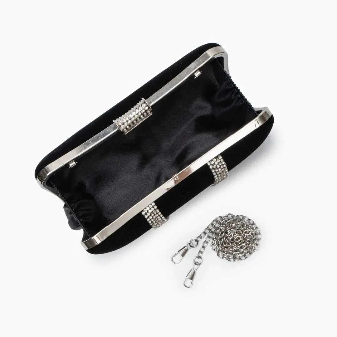 Celeste | A Velvet Crystal Clutch Bag for Timeless Sophistication