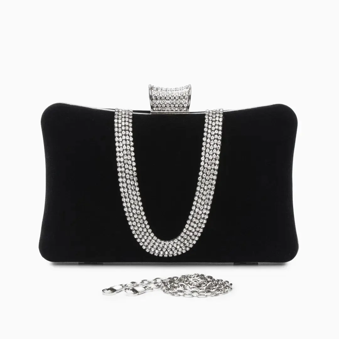 Celeste | A Velvet Crystal Clutch Bag for Timeless Sophistication
